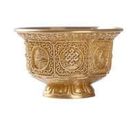 Traditional Tibetan Lucky Eight Symbols Sacrificial Bowl Made of Solid Copper Holy Water Bowl Buddhist Ritual Accessory