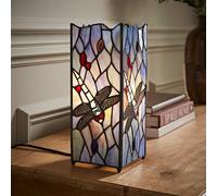 Valuelights Tiffany Dragonfly Stained Glass Square Table Lamp In Blue Blue