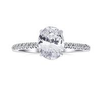 Traditional Timeless AAA CZ 6x8 MM Brilliant Cut Oval Solitaire Engagement Ring For Women Cubic Zirconia Pave Thin Delicate Band .925 Sterling Silver