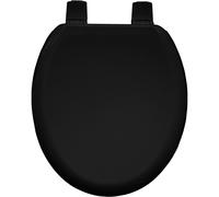 BEMIS Chicago Ultra-Fix Black Toilet Seat. Wooden Toilet Seat with Water Based Paint for Easy Clean. Adjustable Plastic Hinges, Universal & Easy Installation, Black