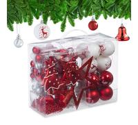 Traditional Tree Decoration Christmas Baubles Ornaments Set Classic Balls Bright