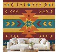 Traditional Tribal Indian Culture Mural Wallpaper Mysterious Geometric Pattern Wall Stickers Boho Exotic Non-Woven Wall Paper 400x280 cm Peel and Stick Paper for Living Room Bedroom vd45u