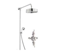 Traditional Triple Exposed Valve & Rigid Riser Shower Set - Chrome/White - Balterley