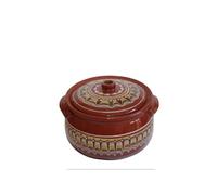 Traditional Troyan Handmade Clay Cooking Pot with Lid, Decorative Pattern, 3L/5L Capacity, Terracotta Unique Dish for Every Home (5l.)