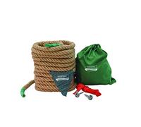 Traditional Tug of War Game Set - 10m Natural Rope with Nylon Carry Bag, Marking Line, and Pegs - Perfect for Outdoor Family Fun, Parties, and Team Building