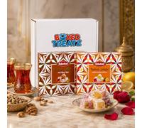 Traditional Turkish Delight Gift Box Bundle with Sebahat Rose Lemon & Mixed Nuts, Lokum Sweet Selection, 2 Pack, 1.04kg Boxed Treatz