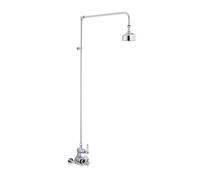 Traditional Twin Exposed Thermostatic Shower Valve & Rigid Riser Kit - Chrome