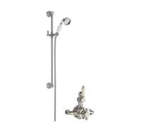 Traditional Twin Exposed Valve Slide Rail Shower Set Chrome White Balterley White One Size