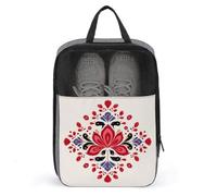 Traditional Ukrainian Folk Art Flowers Floral Shoe Bag for Travel Daily Use Anti-dust Storage Carrier Golf Shoe Pouch