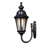 Traditional Up Wall Lamp with White Frosted Glass Wall Mounted Sconce Waterproof Porch Lighting for Garage House(Black)