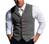 Traditional Vest Men's Plain Suit Vest Fashionable Elegant Suit Jacket for Wedding Casual Breathable Casual Vest Slim Fit Tops Casual Vests Classic Work Vest, gray, M