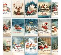 Traditional Victorian Christmas Cards with Envelopes - Set of 30 Greeting Cards, 15 Different Designs - A6 Folded Cards with White Envelopes