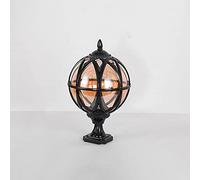 Traditional Victorian Column Light Globe Glass Lantern, Classic Outdoor Waterproof Pillar Post Lamp, Creative Ball Courtyard Patio Porch Gate Landscape Pedestal Lamps (Size : S)