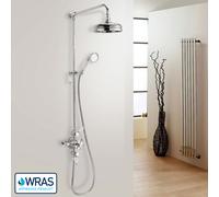 Traditional Victorian Thermostatic 8” Shower Valve with Brass Slider Rail