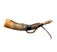 Traditional Viking War Horn with Leather Strap, Decorative Celtic Design, Viking War Horn - 18" Blow Horn Battle Trumpet Crafted from Authentic Premium Ox Horn
