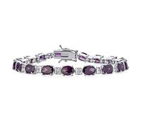 Traditional Vintage Style Jewelry Alternating Cubic Zirconia Oval Shape AAA CZ Simulated Gemstone Purple Amethyst Tennis Bracelet Teardrop For Women Wedding Silver Plated 7 Inch