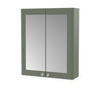 Classic Wall Hung 2 Soft Close Door Mirror Cabinet Satin Green 600mm Balterley Green One Size