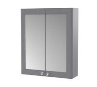 Traditional Wall Hung 2 Soft Close Door Mirror Cabinet, 600mm - Satin Grey