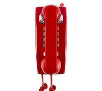 Traditional Wall Phones for Landline with Mechanical Ringing, Retro Wall Mounted Phone Waterproof, Classic 2554 Wall Telephone with Voicemail Indicator, Old Wall Mount Phone for Kitchen,Home,Red