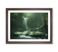 Traditional Waterfall Framed Print | A3 Walnut Framed Wall Art | Ready to Hang | Classic Landscape Picture | Living Room Bedroom Lounge Office