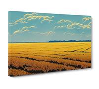 Traditional Wheat Field Canvas Print | Gallery Wrapped 30mm Frame Wall Art | 30x20 inches | Ready to Hang | Classic Landscape Picture | Living Room Bedroom Lounge Office