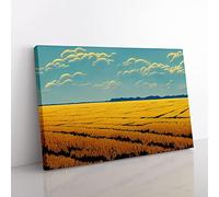 Traditional Wheat Field Canvas Wall Art Print Ready to Hang, Framed Picture for Living Room Bedroom Home Office Décor, 50x35 cm (20x14 Inch)