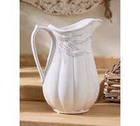 Traditional White Ceramic Table Decor Flower Jug Pitcher Dibor White Large