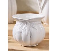 Traditional White Ceramic Table Decor Plant Pot (H)14cm, (Dia)15cm Dibor White Small