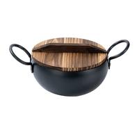 Traditional Wok Pan - 24cm Uncoated Carbon Steel Cookware for Gas & Induction - Versatile Sauté Pan with Round Bottom for Authentic Stir-Frying