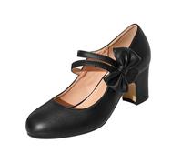 Traditional Women Bavarian Shoes,Women's Bavarian Heels,Elegant Everyday Block for with Buckle Closure and Classic Design Comfortable Mid Bridesmaid for Daily Wear Beer Festival Sandals Black