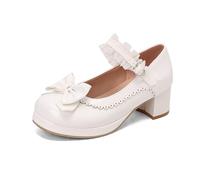 Traditional Women Bavarian Shoes,Women's Traditional Dancing Heels,ShoulderStrap Mary Jane with Lace Trim and Thick for Everyday Holiday Beachwear Date Night Spring Summer Beer Festival Sandals White