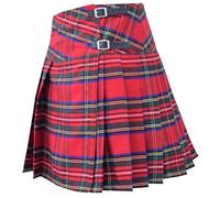 Traditional Women's Tartan Mini Kilt Skirt - Scottish Plaid Billie Skirt with Adjustable Leather Buckle Straps - Pleated P.V. Tartan Design for Ladies (Royal Stewart, 14)