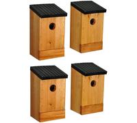 Traditional Wooden Bird Nest Box Houses (Set of 4)