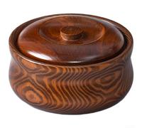 Traditional Wooden Bowl with Lid for Sugar Butter | Solid wood build, 15cm diameter, for ideal for tsampa, keeps food fresh, traditional style
