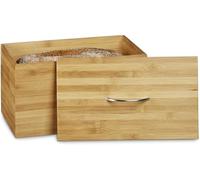 Traditional Wooden Bread Bin Kitchen Storage for Large Bread Container with Wooden Lid for Kitchen - 36.5 x 22 x 20.5 cm