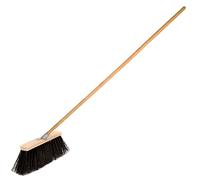 Traditional Wooden Broom with Extra Long Medium Soft Bristles (40 cm / 16 in, With Handle)