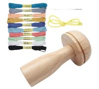 Traditional Wooden Darning Tool - Repair Needles Kit | Multi Color Yarn with Elastic Strap for Mending Clothes, Knitwear, Hosiery, Wood Mushroom Darner, Sewing Supplies for Garment Fix