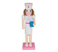 Traditional Wooden Nurse Nutcracker Decoration by Clever Creations | Wearing Classic White and Pink Nursing Outfit | Premium Festive Christmas Decor | 10" Tall Perfect for Shelves and Tables
