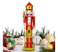 Traditional Wooden Nutcracker Statue Collection Festive Decoration | Traditional Painted Nutcracker Figurines Accessories for Shelf Fireplace Parties Closet Worktop Windows