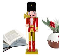 Traditional Wooden Nutcracker | Wooden Nutcracker Soldier Toy - Collectible Statue Table Centerpiece for Kitchen Shelf Countertop Window Cabinet Counter