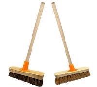 Traditional Wooden Sweeping Brushes Indoor/Outdoor With Handle 10" Coco & 12" Bassine With Support Bracket Home, Garage & Yard Sweeping Broom (1, 10" Coco (With Support Bracket & Handle))