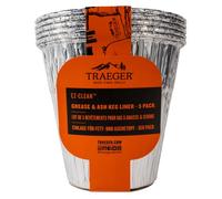 Traeger Grills BAC608 EZ-Clean Grease & Ash Keg 5 Pack Drip Bucket Liner, Aluminum