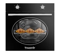 Traenvir Built-in Electric Oven, 60cm Wide，Single Oven with 65L Capacity, 4 Functions, Knob Control, Baking Tray Accessories, 220V, 2200W, Black