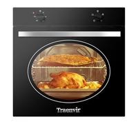 Traenvir Built-in Electric Oven, 65L Capacity, 4-Function, Silver Knob，60cm Plug in Oven 240V 2000W, Black, Grill Heating Element