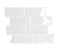 Trafagala 10 Sheet 11.6''x 8.46inch White Stick On Tiles Kitchen Brick 3D Vinyl Peel and Stick Wall Tiles Sticker Transfers Self Adhesive Waterproof Splashback Decals for Bathroom Wall