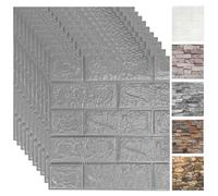 Trafagala 10Pack Grey Brick Wallpaper Wall Panels 35X38cm Brick Effect Wallpaper Foam DIY Wall Adornment Waterproof Self Adhesive Thicken Wall Stickers for Kitchen Kids Room Living Room