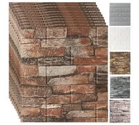 Trafagala 10Pcs 3D Red Brick Wallpaper Wall Panels 35X38 cm Brick Effect Wallpaper Foam DIY Wall Adornment Waterproof Self Adhesive Thicken Wall Stickers for Kitchen Kids Room Living Room Bedroom