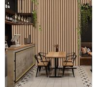 Trafagala 3D Effect Wood Slats Wallpaper Light Oak Grating Wooden Stripe Grain Natural Panels for Walls Wood Effect Wallpaper Wooden Slats Panelling Wall Paper Roll