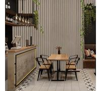 Trafagala 3D Effect Wood Slats Wallpaper Light Oak Wood Grating Wallpaper Wood Stripe Grain Natural Wood Panels for Walls Wood Effect Wallpaper Wooden Slats Panelling Wall Paper Roll