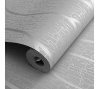 Trafagala 3D Silver Grey Embossed Effect Non-Woven Wallpaper Modern Abstract Curve Striped Wall Paper Roll Mural Flocking Micro Glitter Textured Satin Surface Wallpaper for Living Room Bedroom